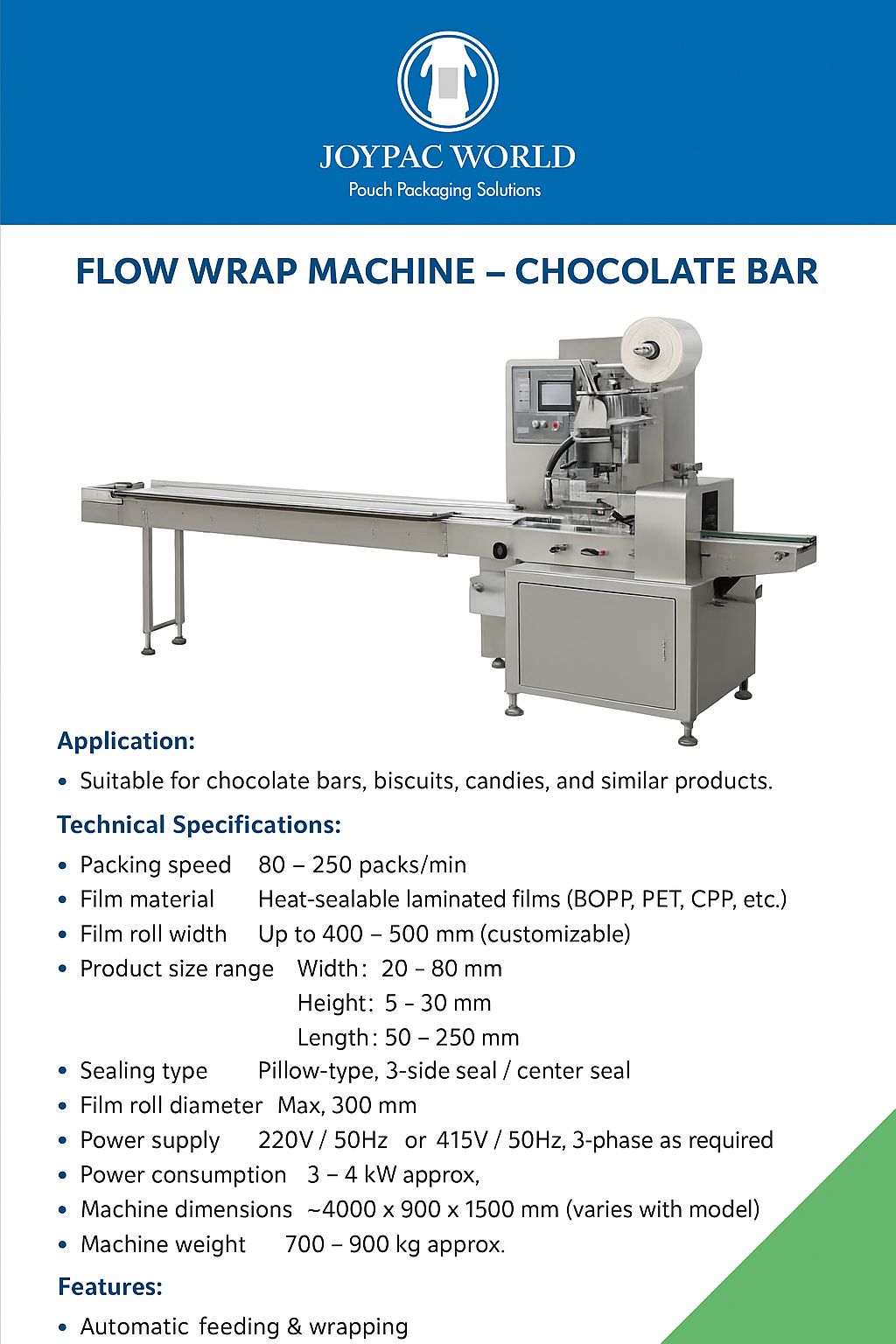 Flow Wrap Machine for Chocolate Bars JPW-FWM — view 2